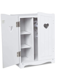 Melissa & Doug Mine to Love Wooden Play Armoire Closet for Dolls, Stuffed Animals - White (17.3”H x 12.4”W x 8.5”D Assembled)
