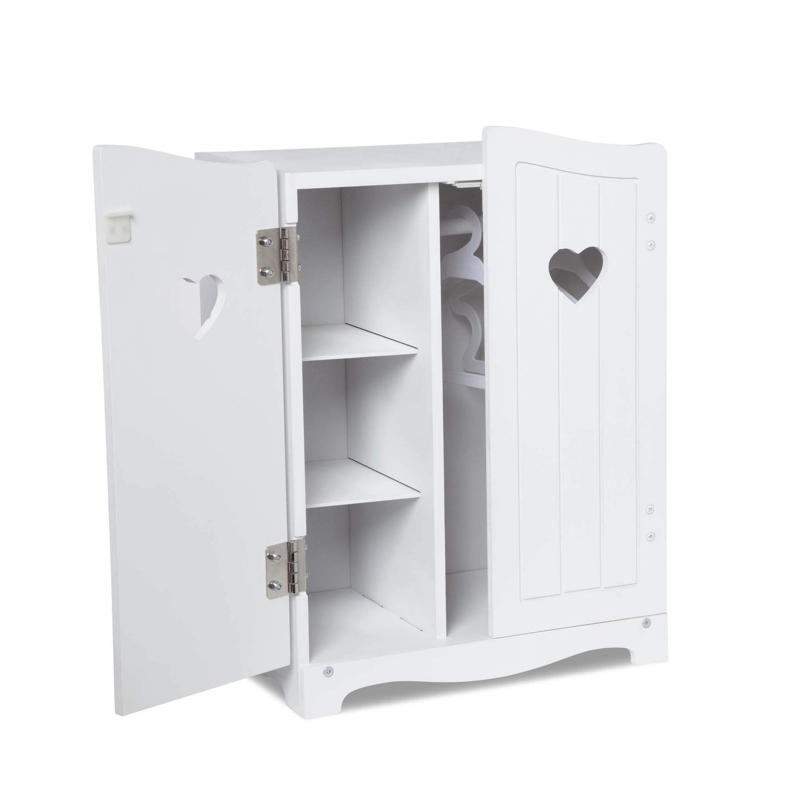 Melissa & Doug Mine to Love Wooden Play Armoire Closet for Dolls, Stuffed Animals - White (17.3”H x 12.4”W x 8.5”D Assembled)
