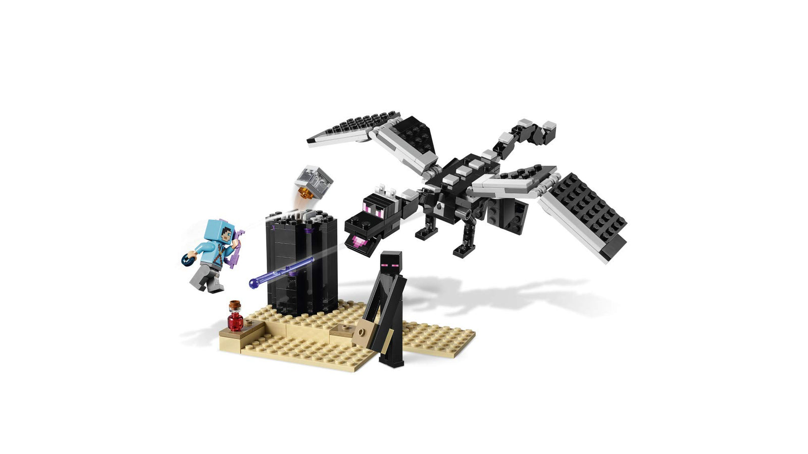 LEGO Minecraft The End Battle 21151 Ender Dragon Building Kit Includes Dragon Slayer and Enderman Toy Figures for Dragon Fighting Adventures (222 Pieces)