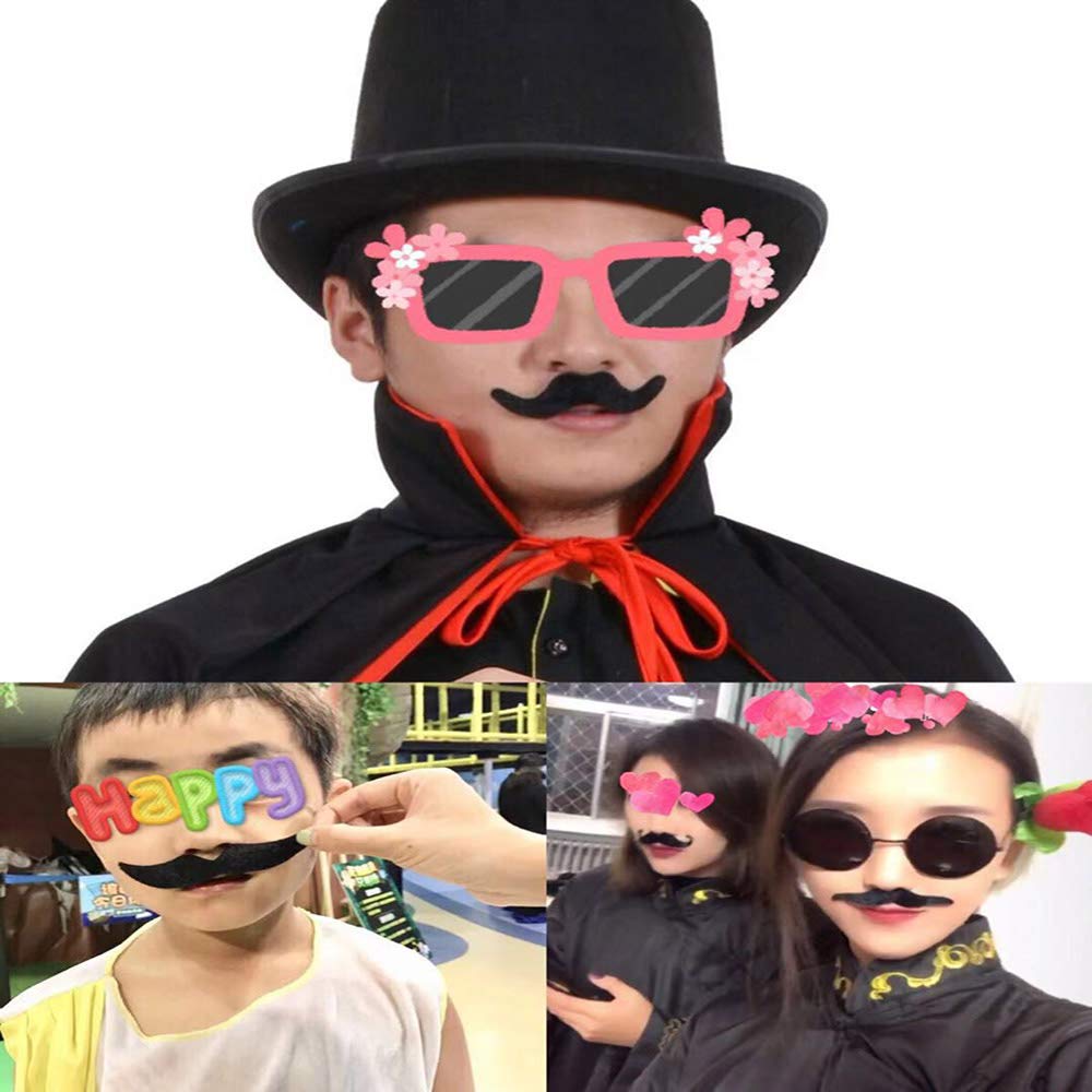 LuckyStar365 24 pcs Novelty Fake Mustaches, Mustache Party Supplies, Self Adhesive Mustaches for Masquerade Party & Performance