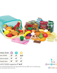 Play Circle by Battat – Pantry in a Bucket – Pretend Play Food Set and Storage Container with Lid – Realistic & Durable Toy Kitchen Accessories for Kids Ages 3 and Up (79 Pieces), Multicolor
