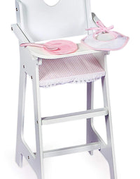 Badger Basket White Doll High Chair with Plate, Bib, and Spoon (fits American Girl dolls)
