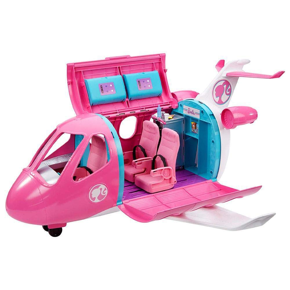 Barbie Dreamplane Transforming Playset with Reclining Seats and Working Overhead Compartments, Plus 15+ Pieces Including a Puppy and a Snack Cart, for Kids 3 Years Old and Up