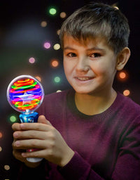 ArtCreativity 7.5 Inch Light Up Magic Ball Toy Wand for Kids - Flashing LED Wand for Boys and Girls - Thrilling Spinning Light Show - Batteries Included - Fun Gift or Birthday Party Favor
