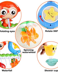G-WACK Bath Toys for Toddlers Age 1 2 3 Year Old Girl Boy, Preschool New Born Baby Bathtub Water Toys, Durable Interactive Multicolored Infant Toy, Lovely Monkey Caterpillar, 2 Strong Suction Cups
