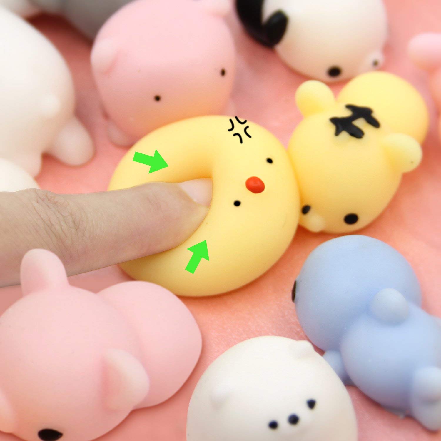 Satkago Squishies Mini Mochi Squishies Toy, 25 Pcs Mini Squishys Toys Cute Stress Reliever Toys Funny Fidget Toys Birthday Gift Party Favors for Kids