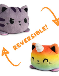 TeeTurtle | The Original Reversible Cat Plushie | Patented Design | Orange Tabby | Show Your Mood Without Saying a Word!
