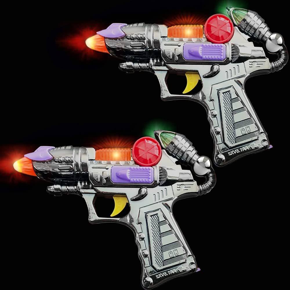 ArtCreativity Ranger Hand-Gun Toy Set with Flashing Lights & Sounds, 2 Cool Futuristic Handguns, Pretend Play Toy Gun, Great Party Favor, Gift for Boys and Girls, Batteries Included- Colors May Vary