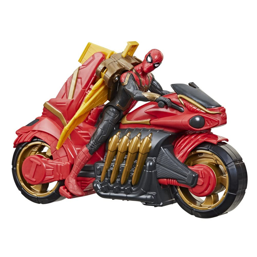 Spider-Man Marvel 6-Inch Jet Web Cycle Vehicle and Detachable Action Figure Toy with Wings, Movie-Inspired, for Kids Ages 4 and Up