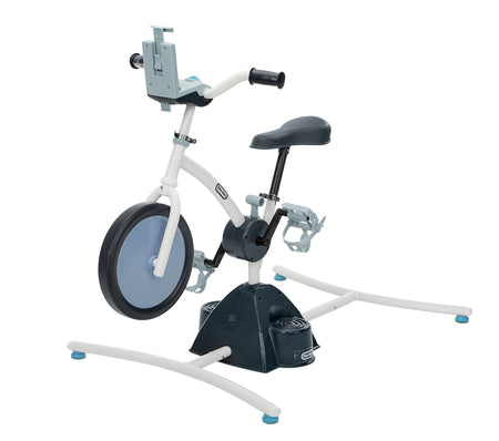 Little Tikes Pelican Explore & Fit Cycle Fun Adjustable Fitness Exercise Equipment for Kids Stationary Bike w Videos, Built-in Bluetooth Speaker- Gifts for Kid, Toys for Boys Girls Ages 3-7 Year Old