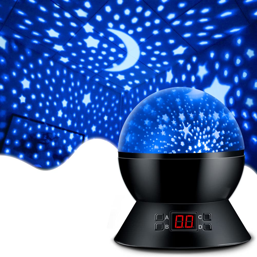 MOKOQI Star Projector Night Lights for Kids With Timer, Gifts for 1 - 14 Year Old Girl and Boy, Room Lights for Kids Glow in The Dark Stars and Moon can Make Child Sleep Peacefully and Best Gift-Black