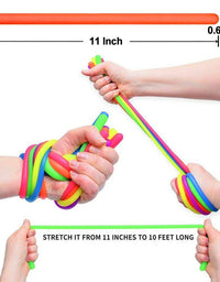 MOJELO 12 Pack Stretchy String Fidgets Sensory Toys Build Resistance Squeeze Strengthen Arms, Monkey Noodle Stress Reliever Toy for Kids with ADD, ADHD or Autism, and Adults to Increase Focus Patience
