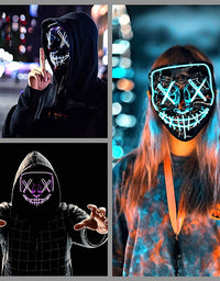 Purge mask - LED Halloween Face Mask LED Light up Mask Cosplay,Halloween Masks for Men Women Kids
