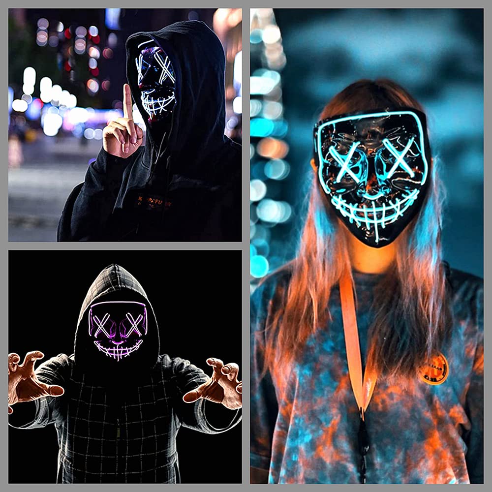 Purge mask - LED Halloween Face Mask LED Light up Mask Cosplay,Halloween Masks for Men Women Kids