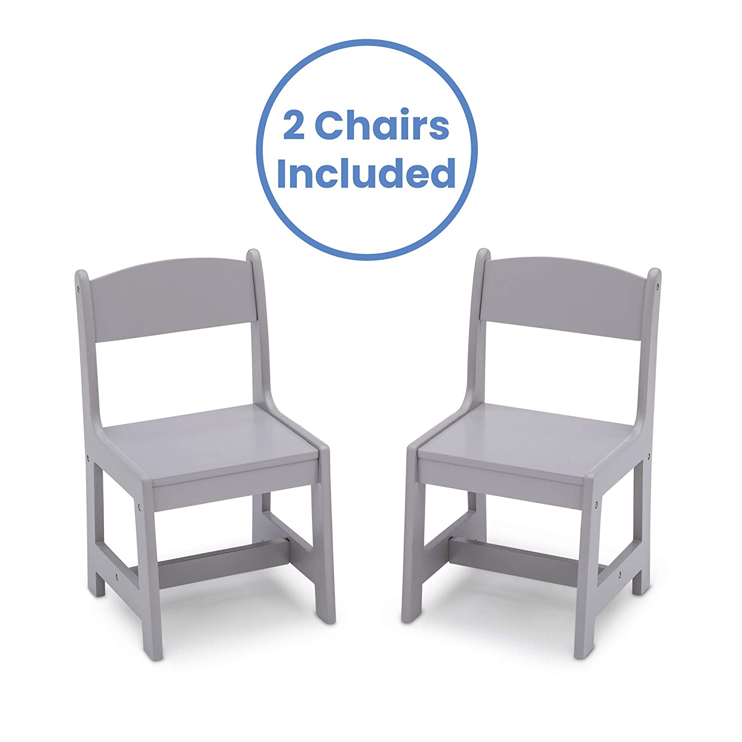 Delta Children MySize Kids Wood Table and Chair Set (2 Chairs Included) - Ideal for Arts & Crafts, Snack Time, Homeschooling, Homework & More, Grey