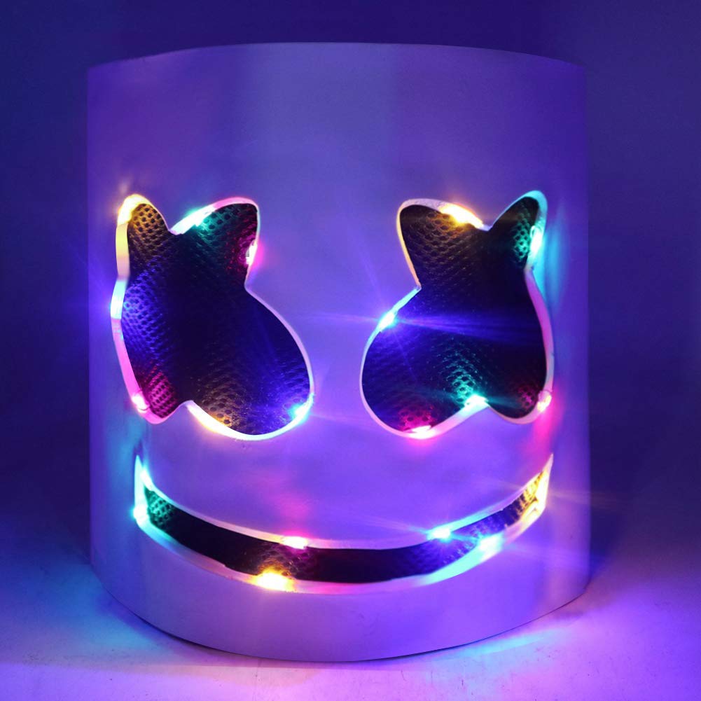 Halloween DJ Mask - Music Festival Full Head Masks Helmet for Men Women Kids Thanksgiving Christmas Halloween Glow LED Mask