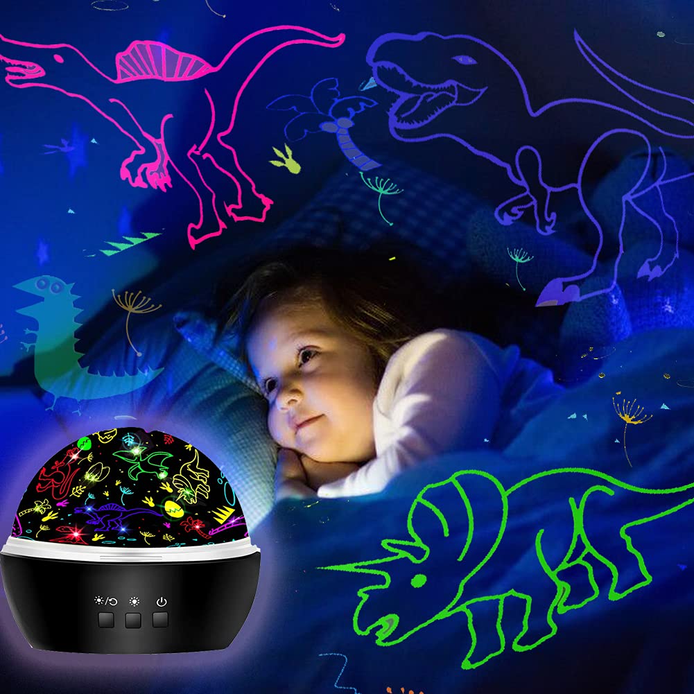 Dinosaur Toys for 2-9 Year Old Boys,2 in 1 Rotating Projector Lamp with Dinosaurs&Cars Theme,Halloween Chirstmas Xmax Birthday Gift for 3-10 Year Olds Boys Girls,Kids Room Decor for Toddler Toys
