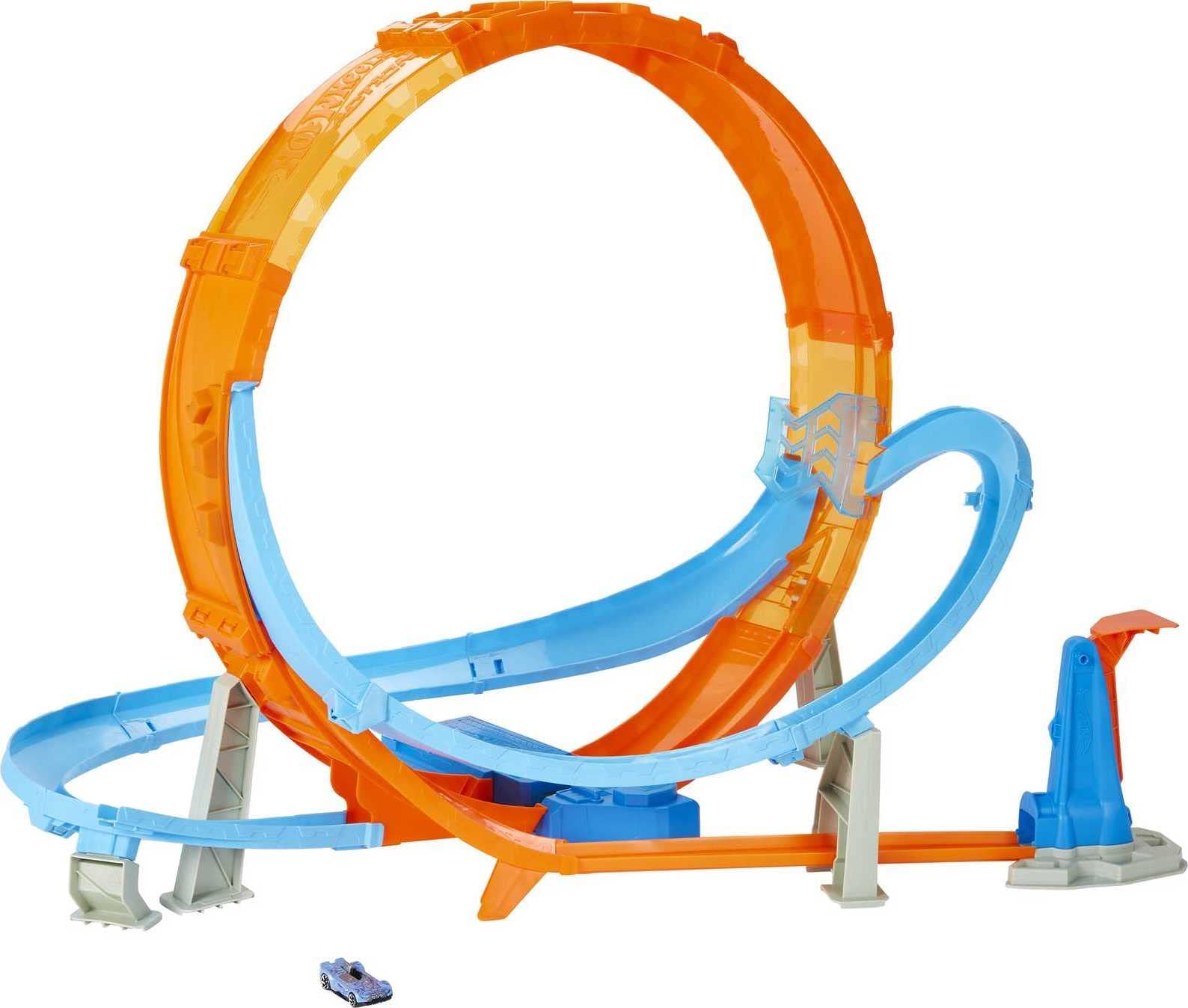 Hot Wheels Massive Loop Mayhem Track Set with Huge 28-Inch Wide Track Loop Slam Launcher, Battery Box & 1 1:64 Scale Car, Designed for Multi-Car Play, Gift for Kids 5 Years Old & Up