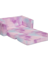 Delta Children Cozee Flip-Out Sofa - 2-in-1 Convertible Sofa to Lounger for Kids, Pink Tie Dye
