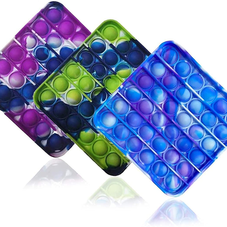 ZNNCO 3PCS Silicone Tie-dye Push pop Bubble Fidget Toy, Autism Special Needs Stress Reliever, Squeeze Sensory Tools to Relieve Emotional Stress for Kids Adults (Square)