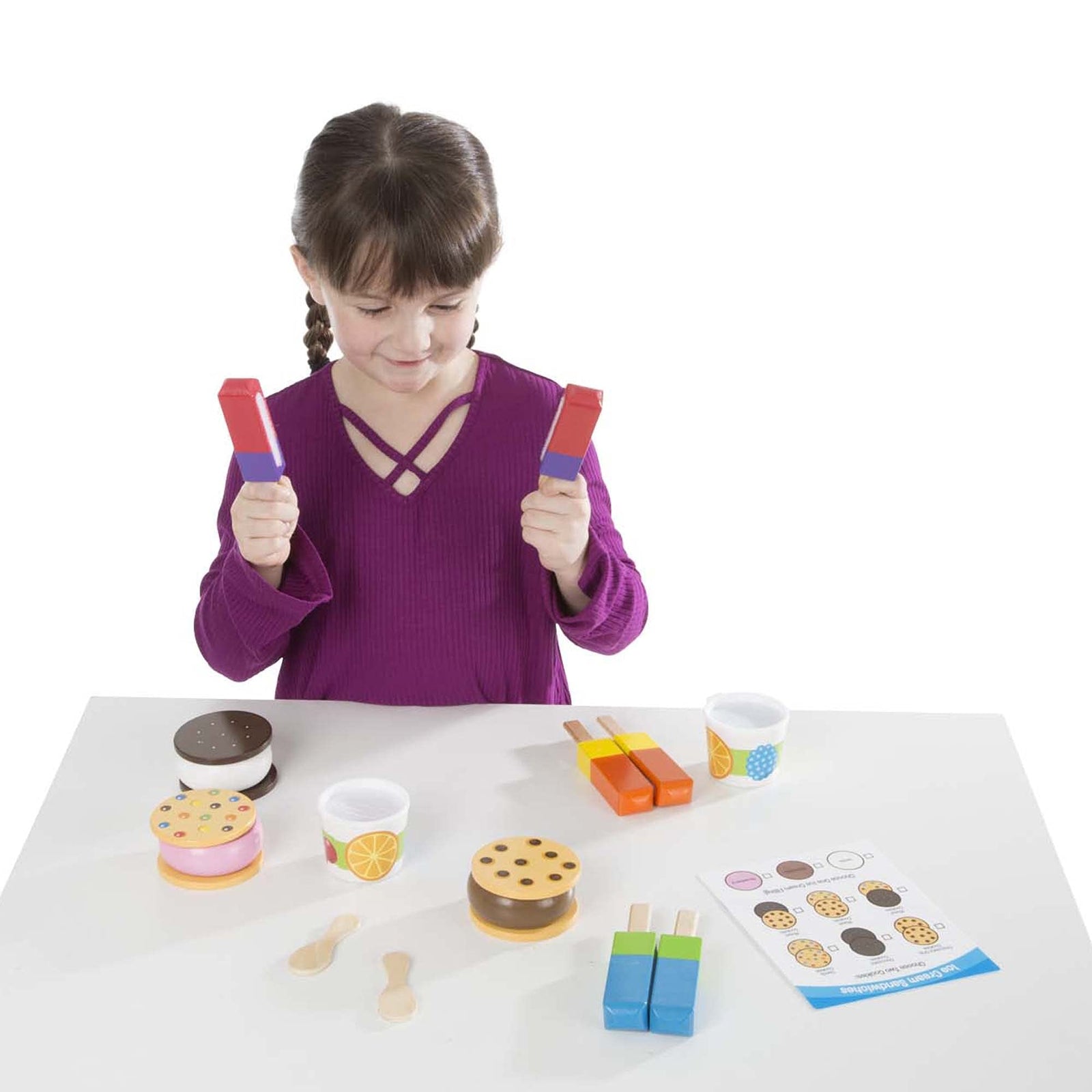 Melissa & Doug Wooden Frozen Treats Ice Cream Play Set (24 pcs) - Play Food and Accessories