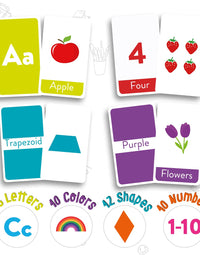 merka Large Alphabet Flash Cards for Toddlers 2-4 Years - Learn Colors Number Shapes Animals ABC Letters & Sight Words - Learning Toy Educational Preschool Toddler Flashcards - 58 Picture Cards
