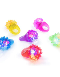 Flashing Colorful LED Light Up Bumpy Jelly Rubber Rings Finger Toys for Parties, Event Favors, Raves, Concert Shows, Gifts (18 Pack)
