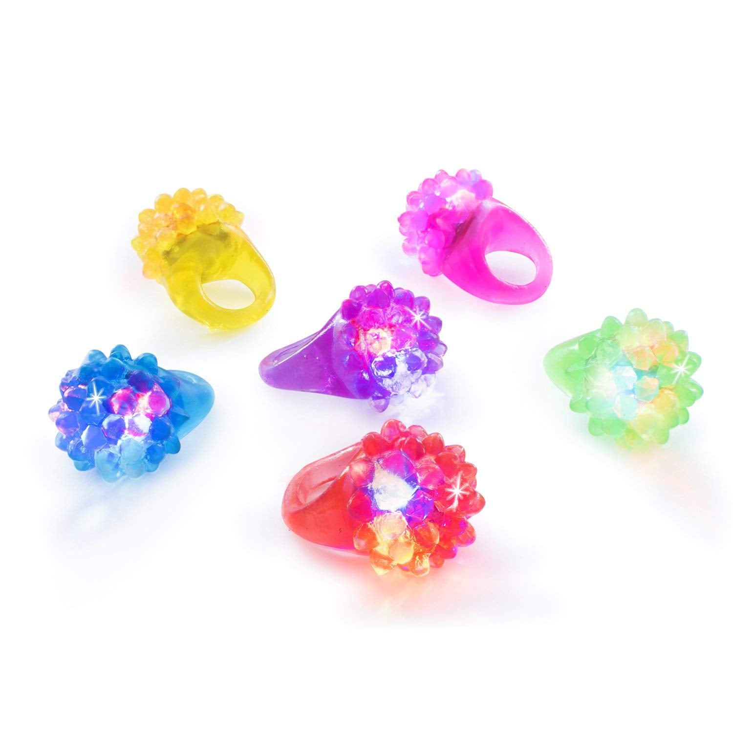 Flashing Colorful LED Light Up Bumpy Jelly Rubber Rings Finger Toys for Parties, Event Favors, Raves, Concert Shows, Gifts (18 Pack)