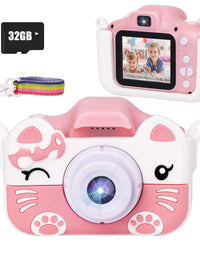 JLtech Kids Selfie Digital Camera，Birthday Toy Gift for Girls Age 2-10 , Children Cameras for Toddler with 1080P Video，Portable and Rechargeable Toy Camera for Girls with 32GB SD Card (Pink)
