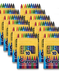 12 Pack Crayons - Wholesale Bright Wax Coloring Crayons in Bulk, 10 Per Box, 12 Box Bundle Art Set
