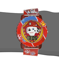 Paw Patrol Kids' Digital Watch with Red Case, Comfortable Red Strap, Easy to Buckle - Official 3D Paw Patrol Character on the Dial, Safe for Children - Model: PAW4016
