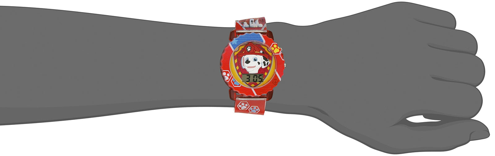 Paw Patrol Kids' Digital Watch with Red Case, Comfortable Red Strap, Easy to Buckle - Official 3D Paw Patrol Character on the Dial, Safe for Children - Model: PAW4016
