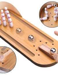 Mini Bowling Set Tabletop Bowling Game - Coffee Table Top Bowling Gifts for Men Bowlers Prizes - Desk Games Office Adults Wooden Desktop Bowling Stocking Stuffers for Kids Teens Boys Small Finger Toys
