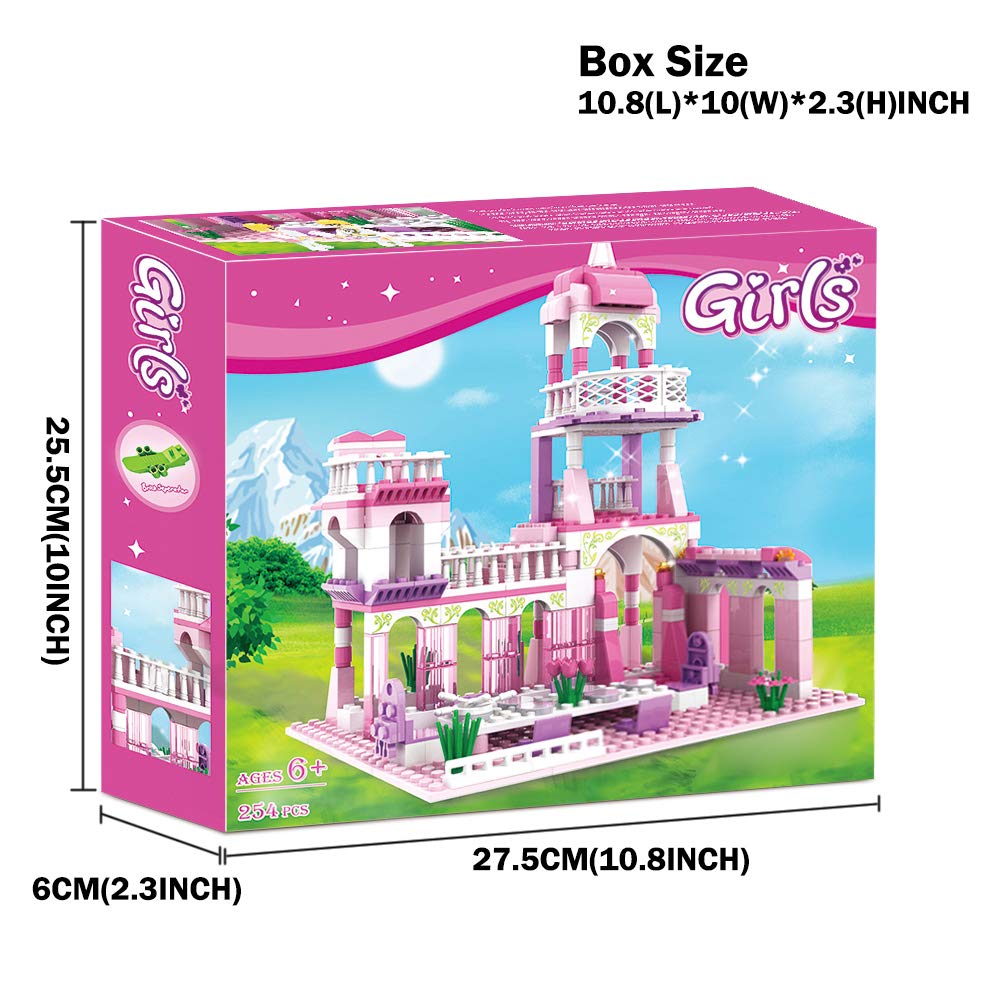 Girls Princess Castle Building Blocks Toys Pink Palace King's Banquet Bricks Toys for Girls 6-12 Construction Play Set Educational Toys for Kids 254 PCS