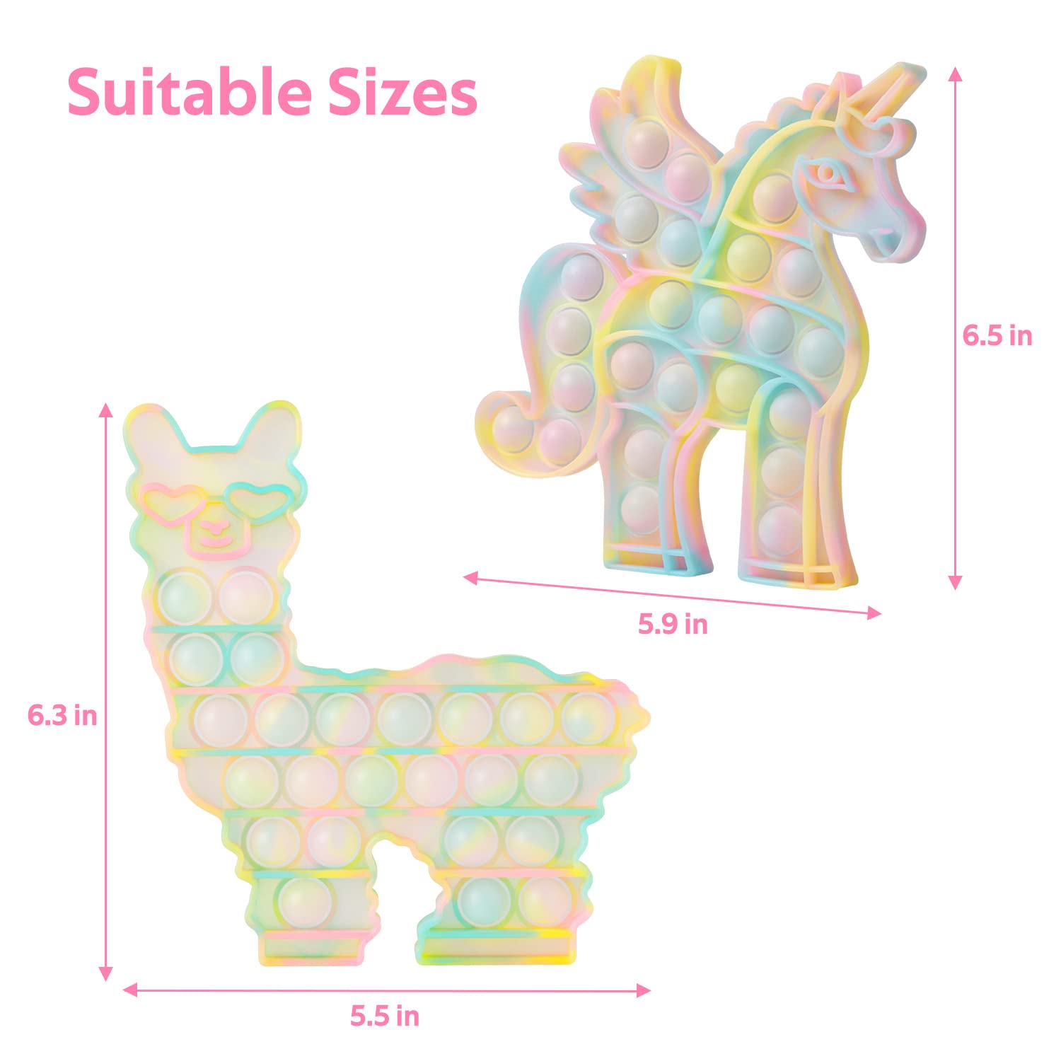 WHATOOK POP Fidget Llama Toys its: 2pack Poppers Sensory Special Needs Stress Relief and Anti-Anxiety Silicone Squeeze Bubble Alpaca Toy Tools for Kids and Adults