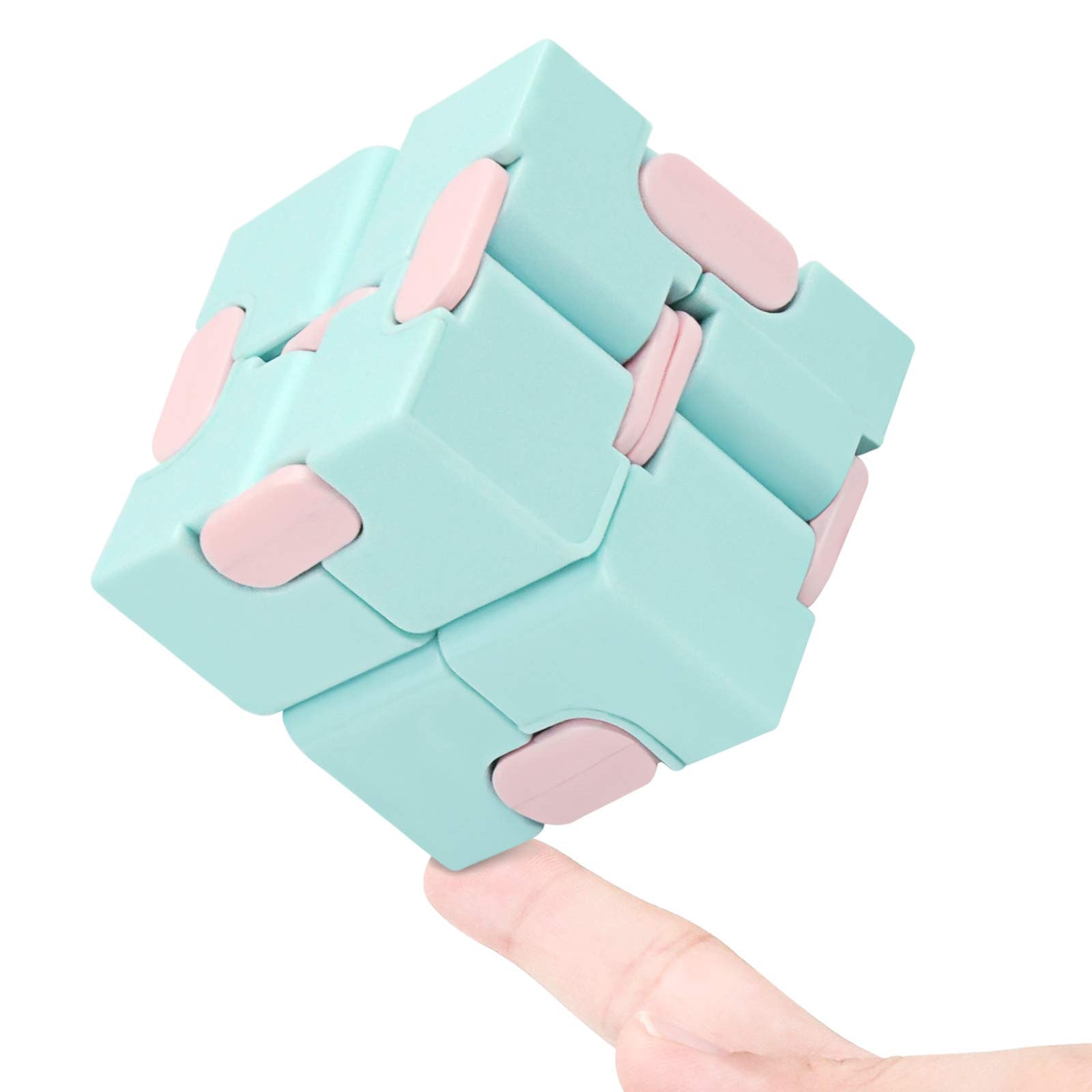 WUQID Infinity Cube Fidget Toy Stress Relieving Fidgeting Game for Kids and Adults,Cute Mini Unique Gadget for Anxiety Relief and Kill Time (Macaron Blue)