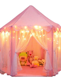 Orian Princess Castle Playhouse Tent for Girls with LED Star Lights – Indoor & Outdoor Large Kids Play Tent for Imaginative Games – ASTM Certified, Princess Tent, 230 Polyester Taffeta. Pink 55"x53".
