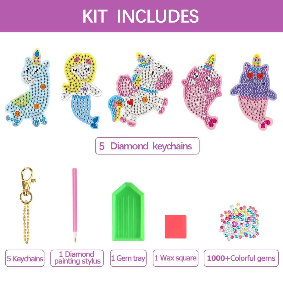 ORIENTAL CHERRY Arts and Crafts for Kids Ages 8-12 - Make Your Own GEM Keychains - 5D Diamond Painting by Numbers Art Kits for Girls Kids Toddler Ages 3-5 4-6 6-8