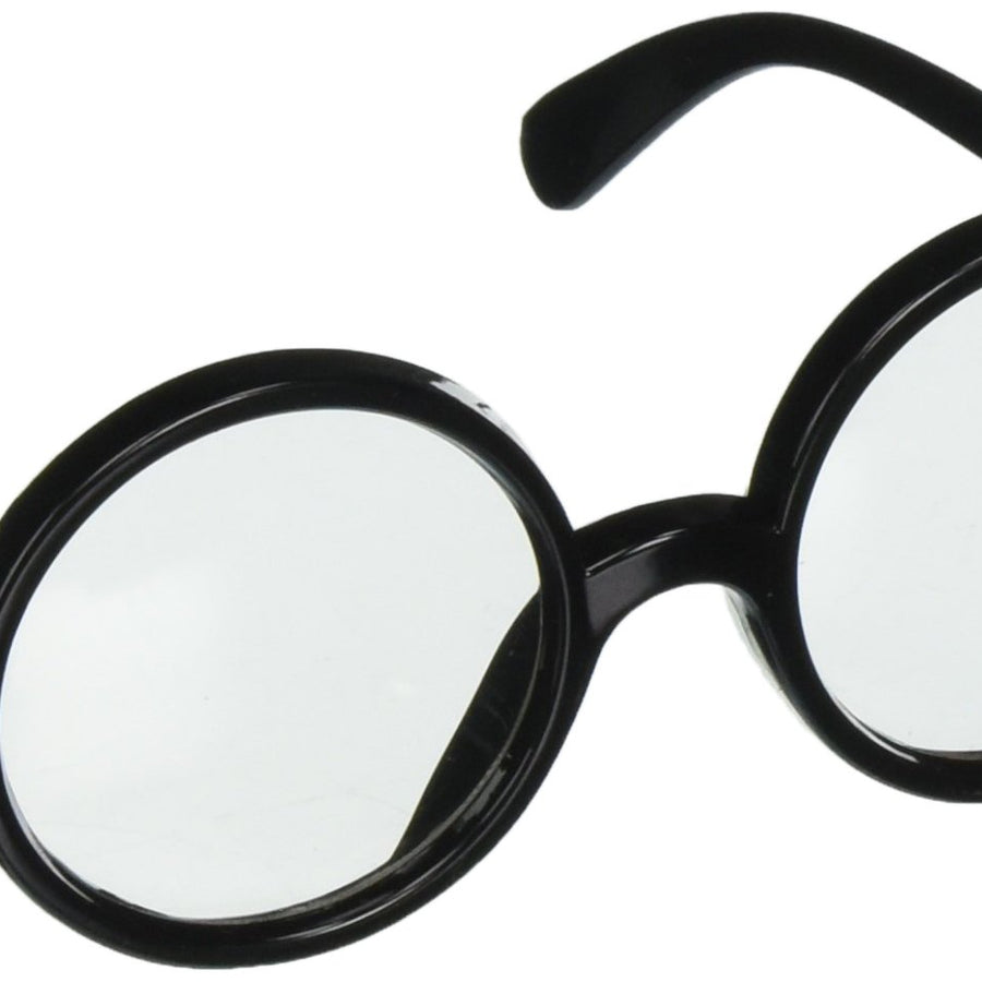 Star Power Men Wizard Quality Round Frame Glasses, Black, One Size (2in Lenses)