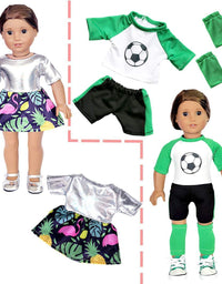 20 Pcs American Doll Clothes and Accessories fit American 18 inch Girl Dolls - Including 8 Complete Set Toys Doll Outfits and 2 Pairs Shoes, Doll Accessories with Cap, Underwear and Hair Clip
