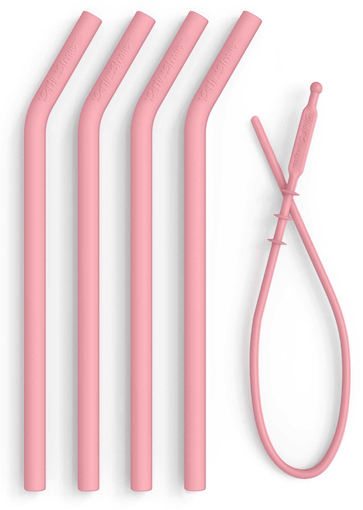 Softy Straws Premium Reusable Silicone Drinking Straws + Patented Straw Squeegee - 9” Long With Curved Bend for 20/30oz Tumblers - BPA Free (Non-Rubber), Flexible, Bendy, Safe for Kids / Toddlers