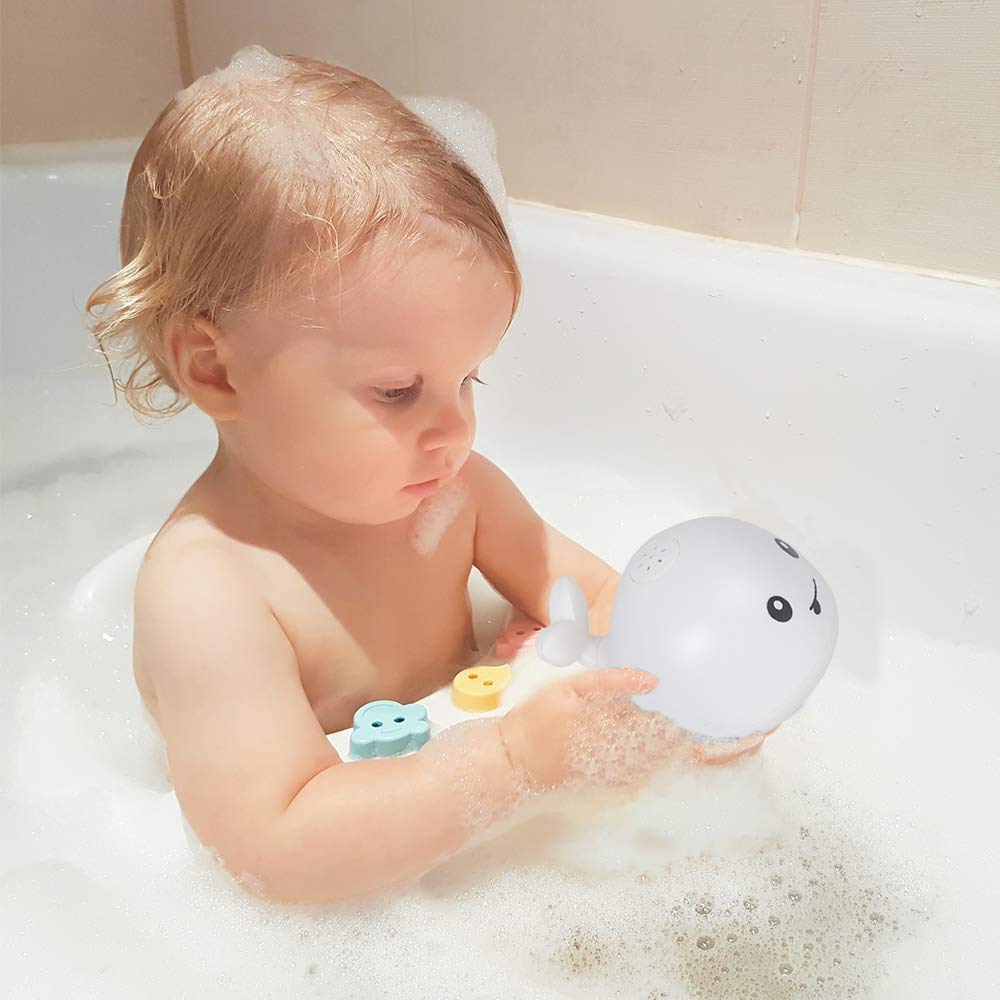 Leipal Baby Bath Toys for Kids Light Up Whale Bath Toys Sprinkler Bathtub Toys for Toddlers (White)