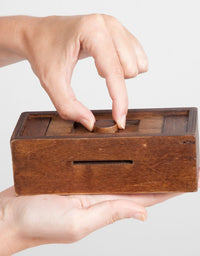 Bits and Pieces - Stash Your Cash - Secret Puzzle Box Brainteaser - Wooden Secret Compartment Brain Game for Adults
