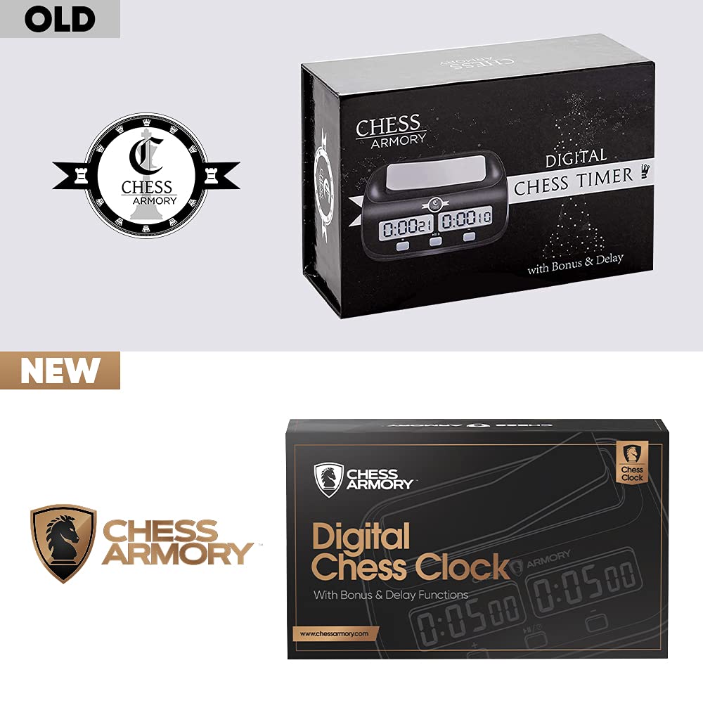 Chess Armory Digital Chess Clock - Portable Timer with Tournament and Bonus Time Features