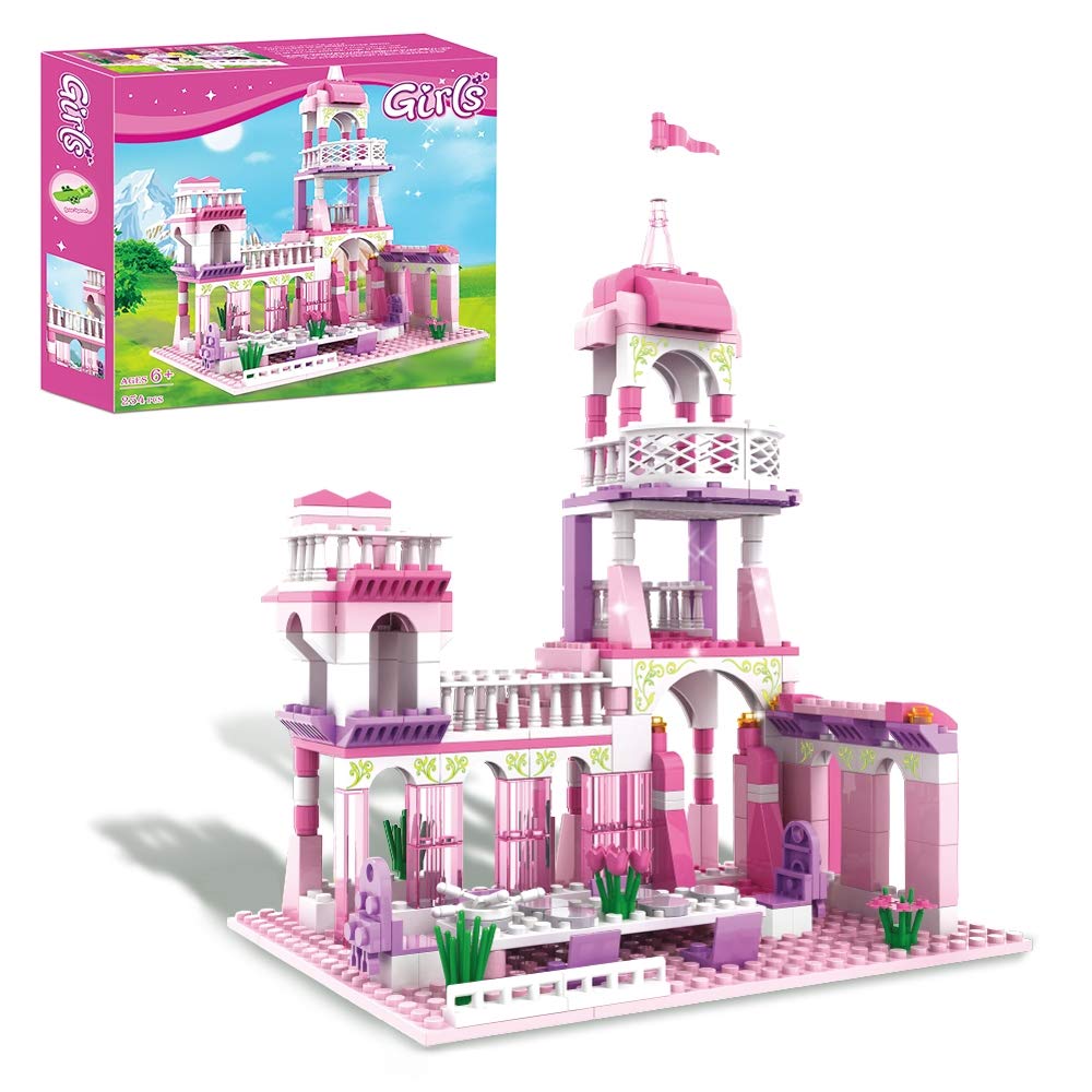 Girls Princess Castle Building Blocks Toys Pink Palace King's Banquet Bricks Toys for Girls 6-12 Construction Play Set Educational Toys for Kids 254 PCS