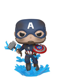 Funko Pop! Marvel: Avengers Endgame - Captain America with Broken Shield & Mjoinir,Multicolor,3.75 inches
