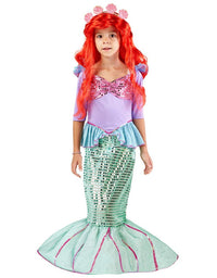 Spooktacular Creations Deluxe Mermaid Costume Set with Red Wig and Headband (Small (5-7))
