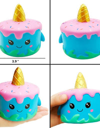 Yonishy Unicorn Squishies Toy Set - Jumbo Narwhale Cake,Unicorn Cake,Unicorn Donut,Dog,Unicorn Horse,Ice Cream Cat Kawaii Slow Rising Squishy Toys for Kids Party Favors(6 Packs)
