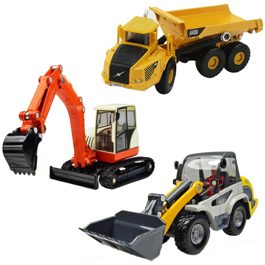 iPlay, iLearn Heavy Duty Construction Site Play Set, Metal Dump Truck, Excavator, Digger, Tractor, Diecast Model Vehicles, Outdoor Sandbox Car Toys, Birthday Gift 3 4 5 Year Old Toddler Boy Kid Child