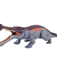 Jurassic World Sarcosuchus Massive Biters Larger-Sized Dinosaur Action Figure with Tail-Activated Strike and Chomping Action, Movable Joints, Movie-Authentic Detail; Ages 4 and Up
